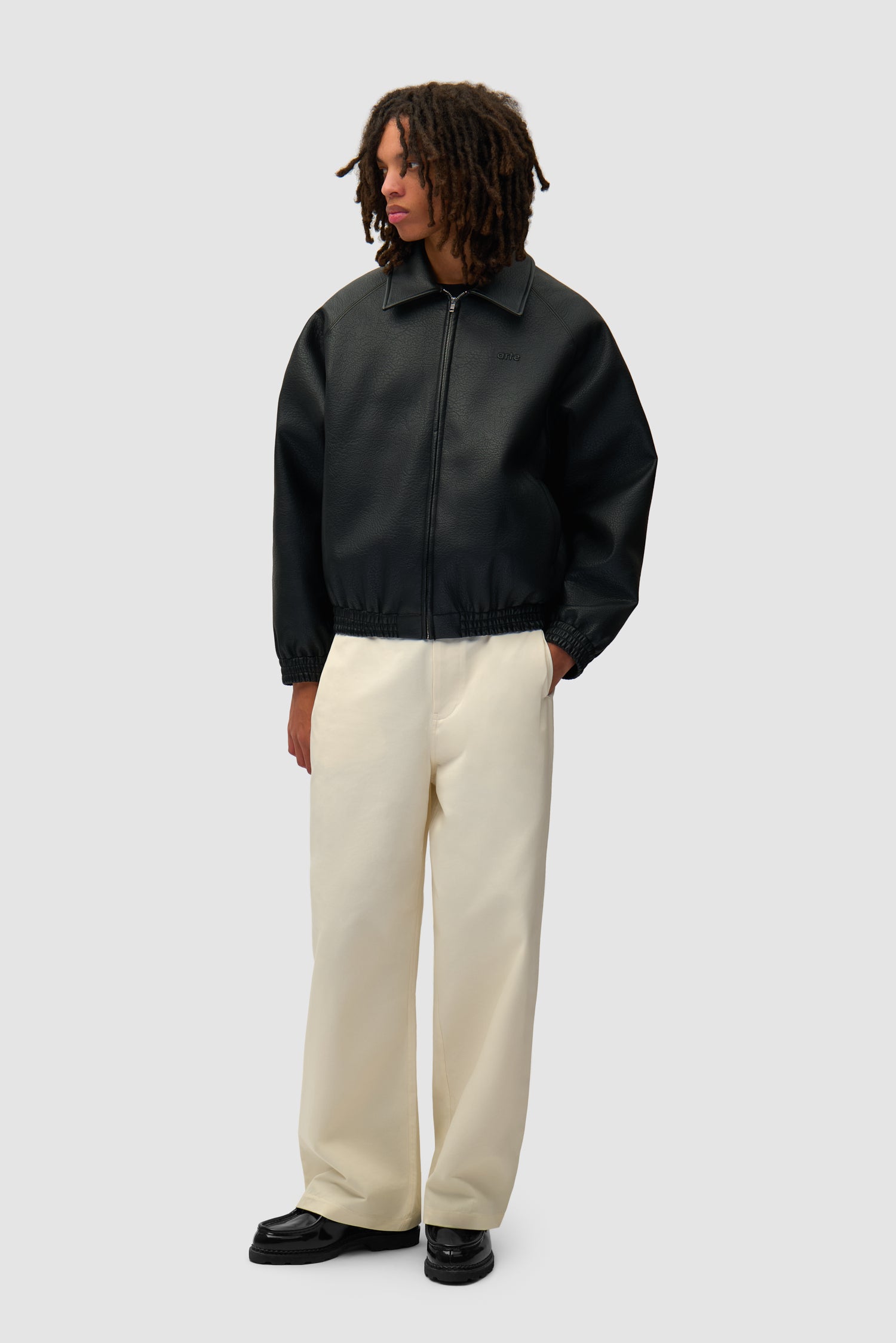 Veste en cuir basique - Noir