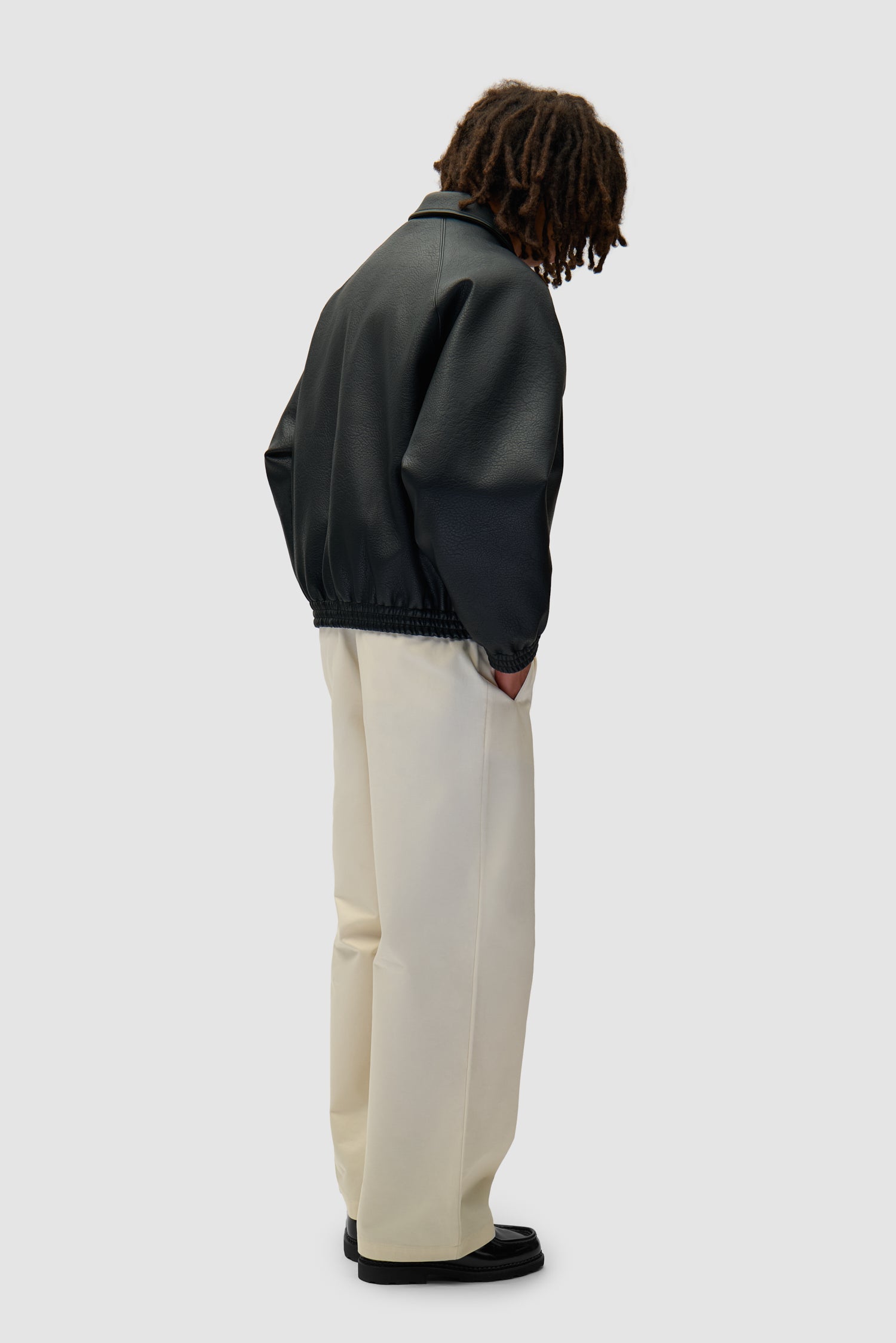 Veste en cuir basique - Noir