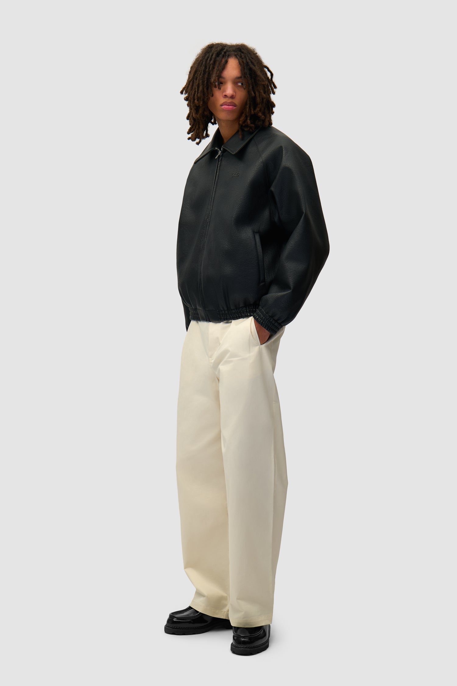 Veste en cuir basique - Noir