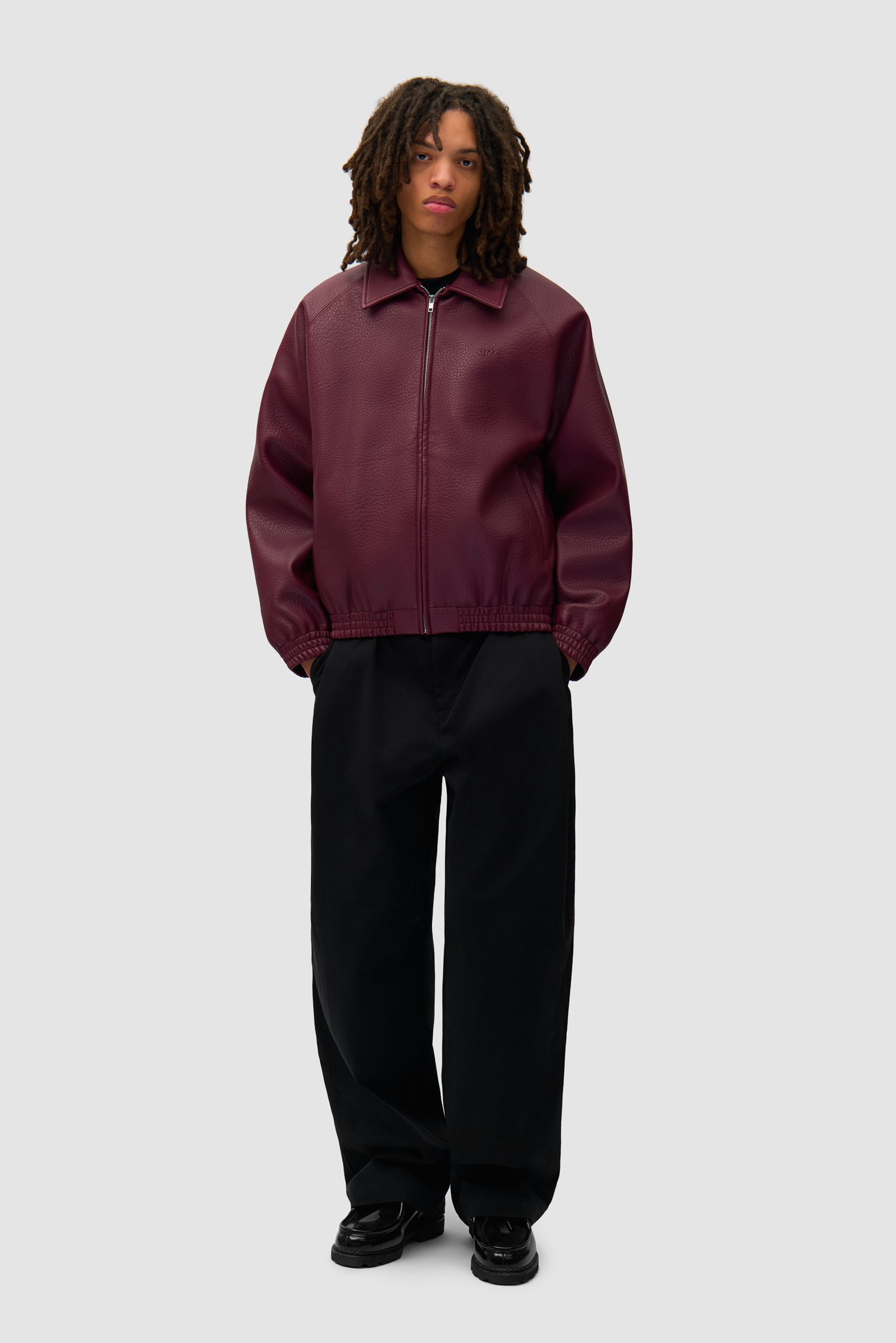 Veste en cuir basique - Bordeaux