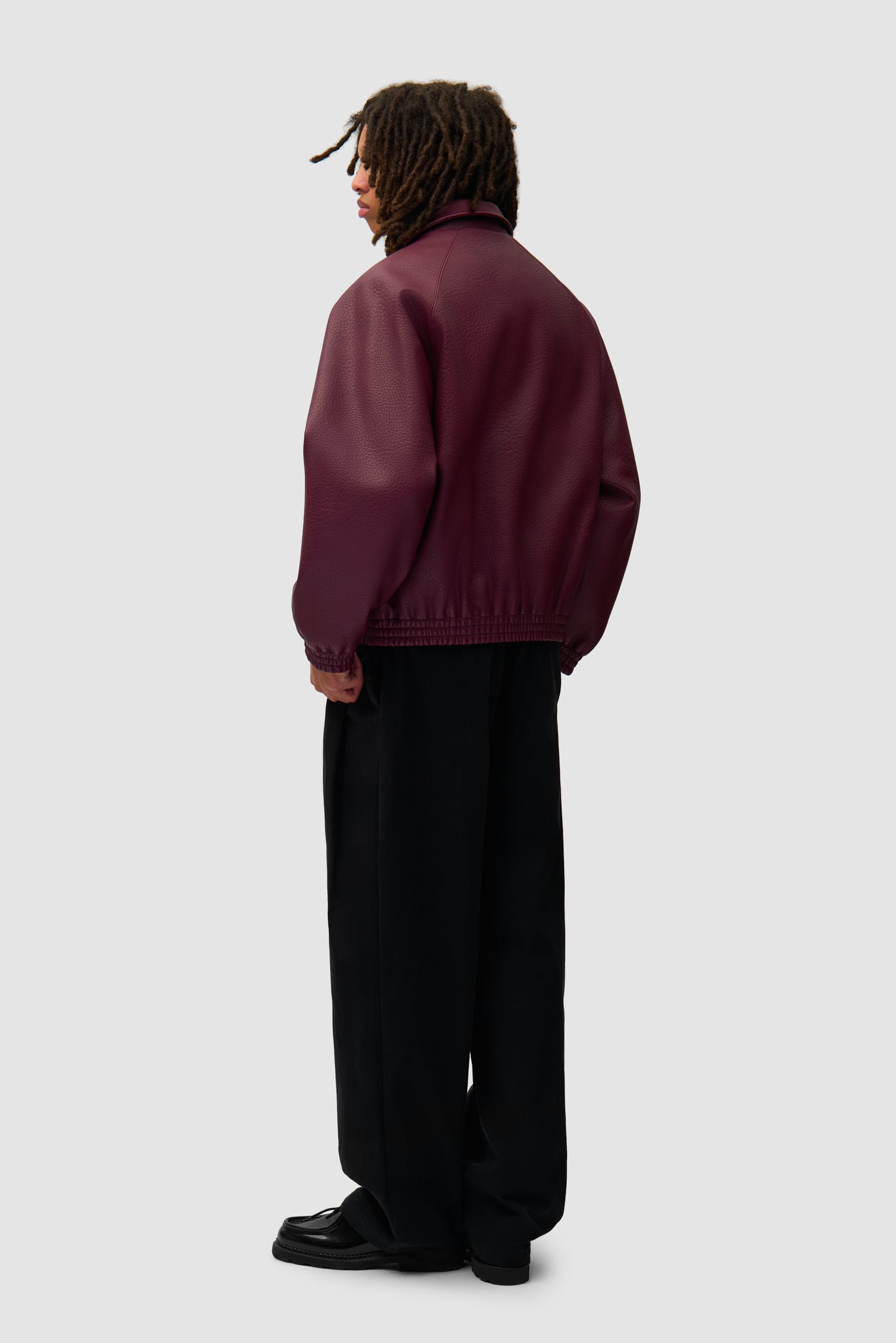 Veste en cuir basique - Bordeaux