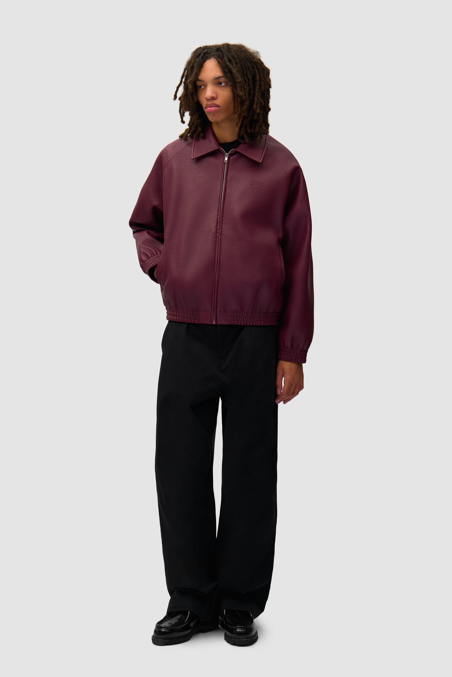 Veste en cuir basique - Bordeaux