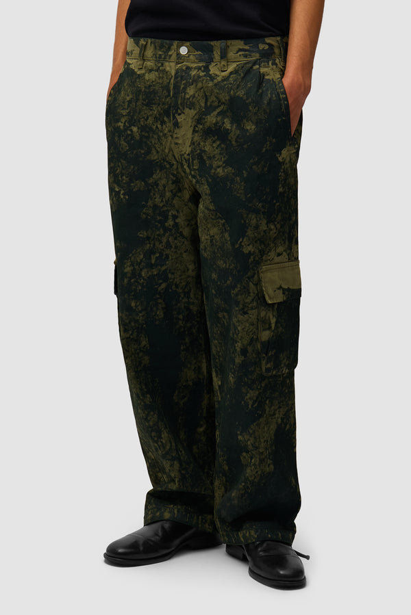 All Over Paint Cargo in Green worn by a model, half-body front view