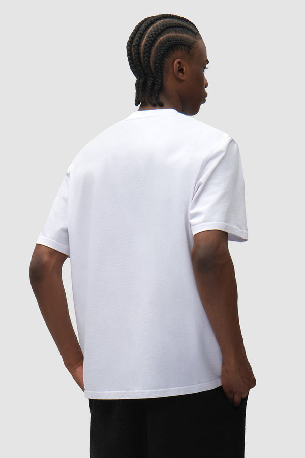 Mohamed Bourouissa T-shirt in White worn by a model, half-body back view