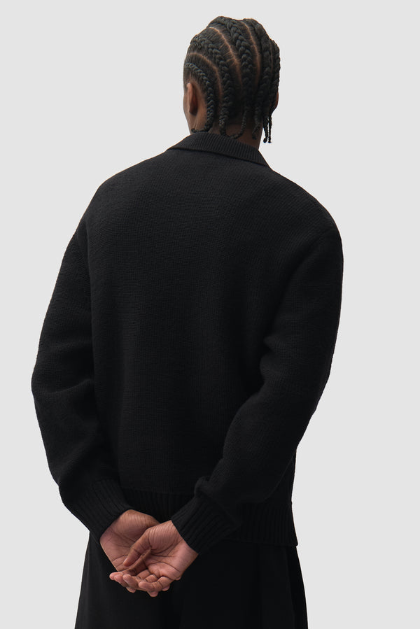Stencil Zip Cardigan - Black