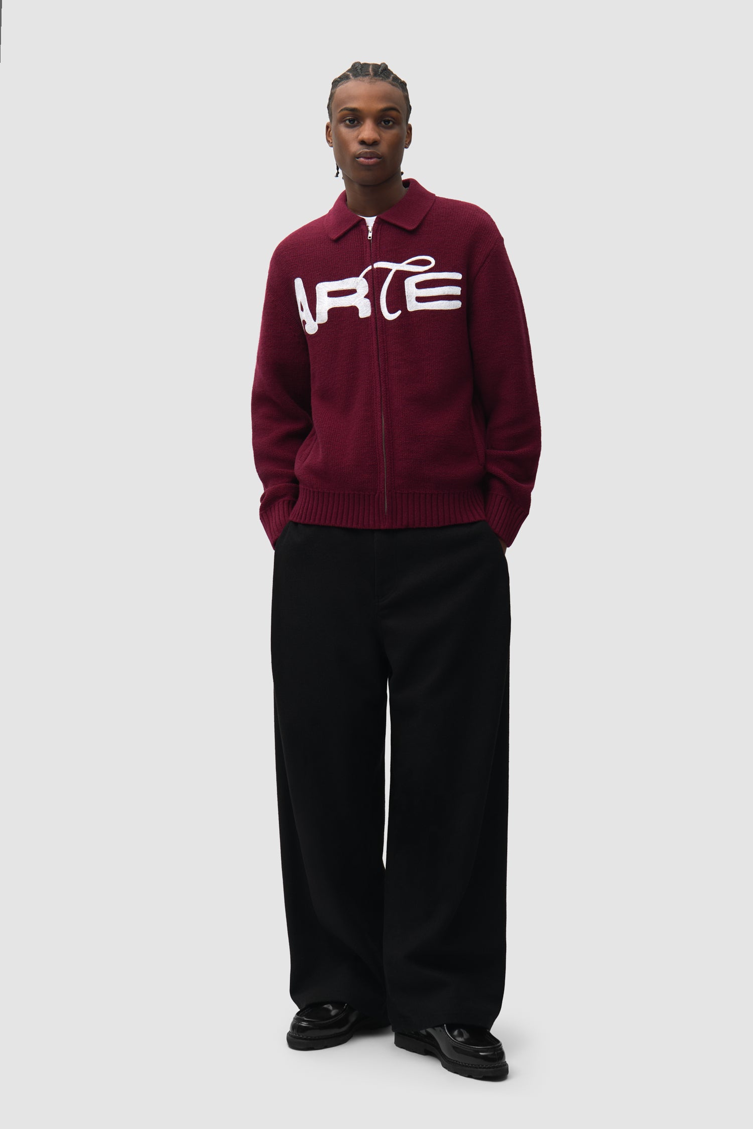 Stencil Zip Cardigan - Bordeaux – Arte Antwerp
