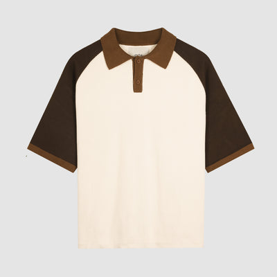 Knit Polo - Brown/Cream