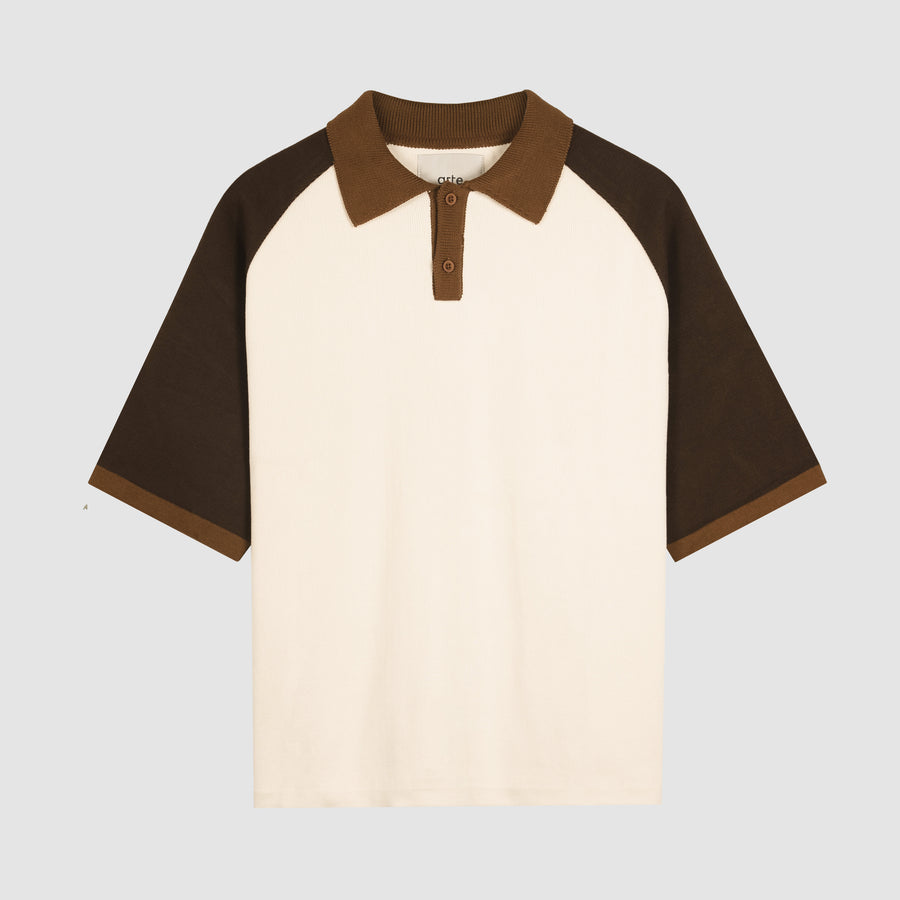 Knit Polo - Brown/Cream