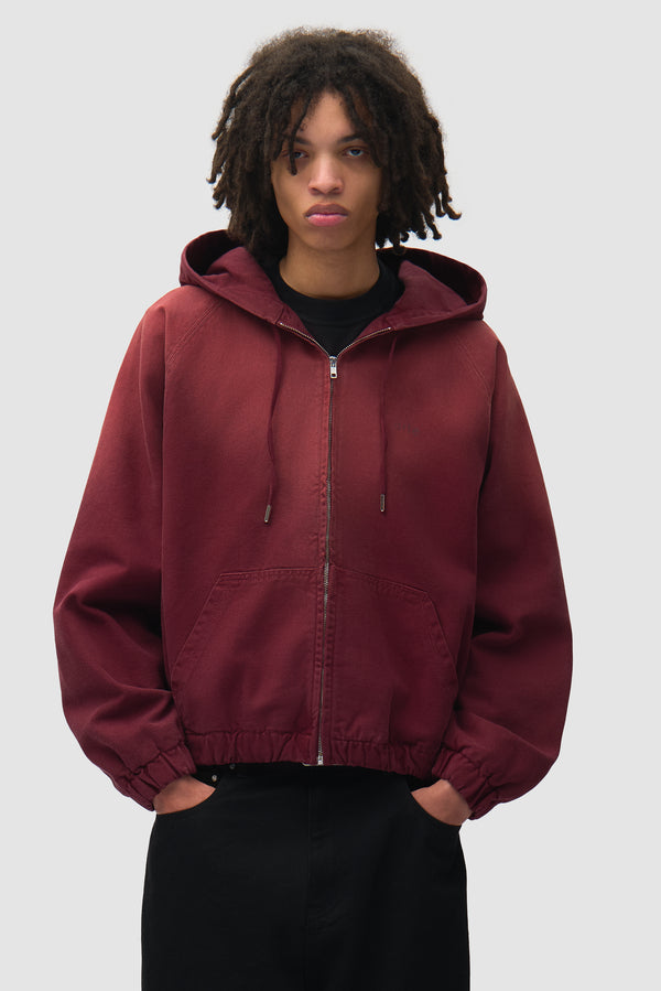 Sunfade Canvas Hooded Jacket - Red
