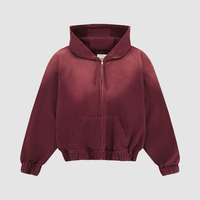Sunfade Canvas Hooded Jacket - Red