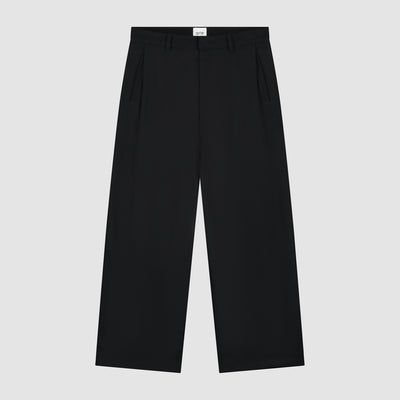 Wool Pleated Gallery Pants - Black