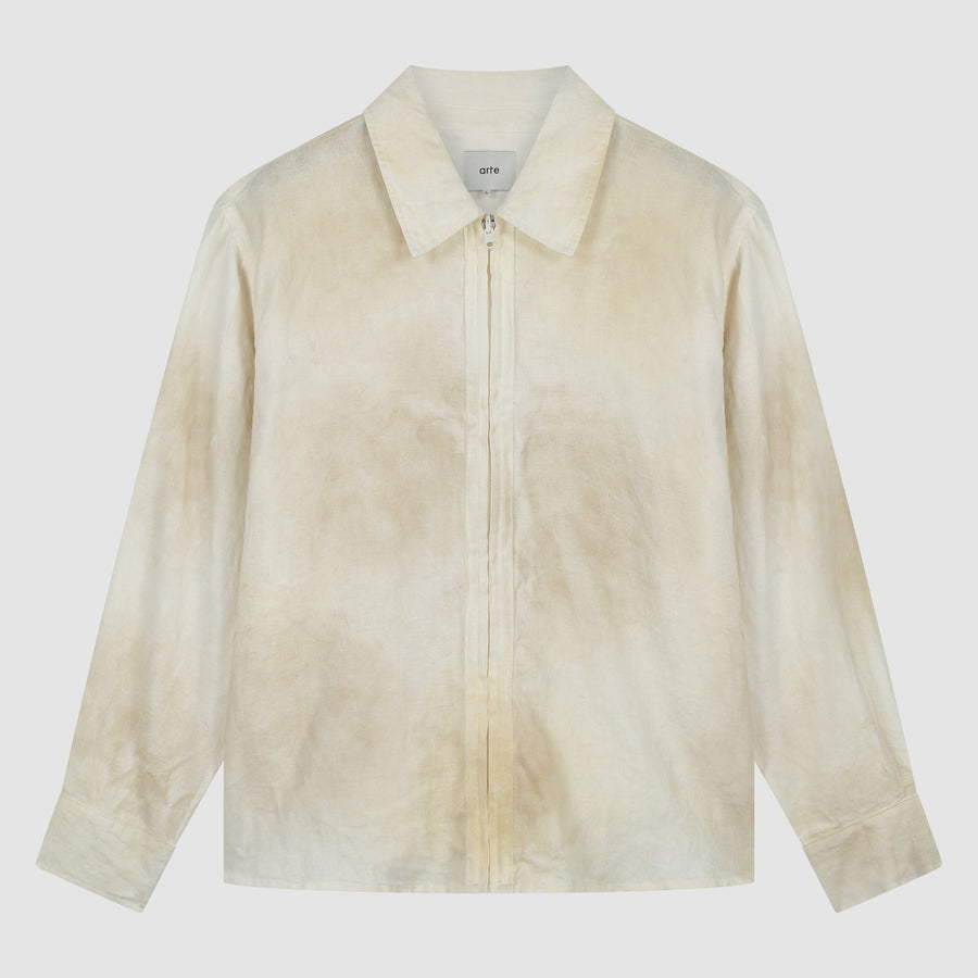 Dusty Linen Zip Shirt - Cream