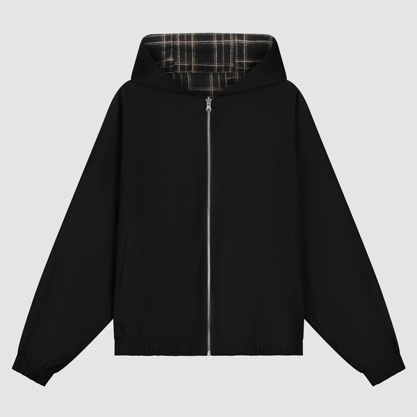 Reversible Plaid Hooded Jacket