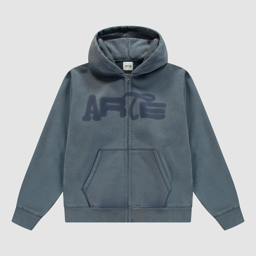 Stencil Sunfade Zip Hoodie - Navy