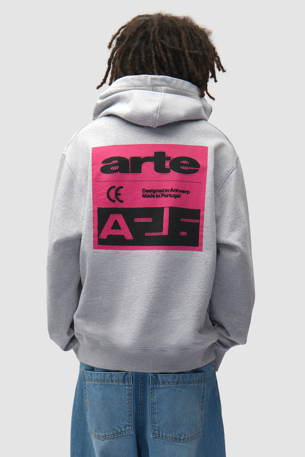 Pink Serial Hoodie - Grey