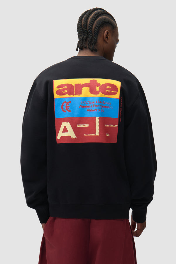 Tricolor Serial Crewneck - Black
