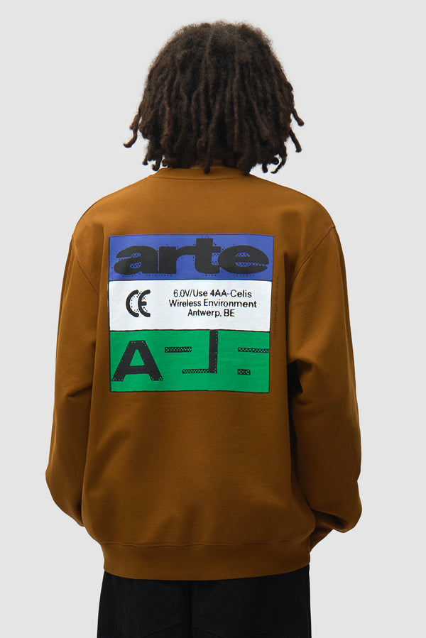 Tricolor Serial Crewneck - Brown
