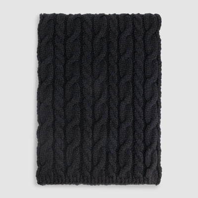 Wool Cable Knit Scarf - Black
