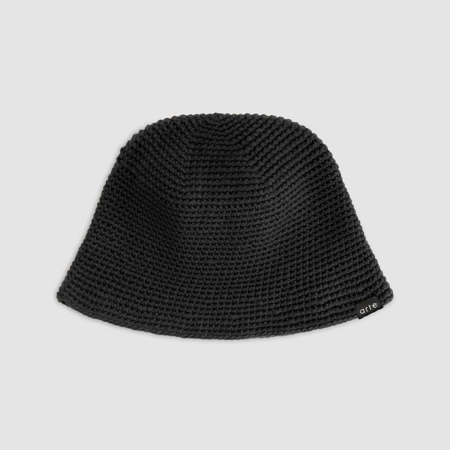 Crochet Knit Buckethat - Black