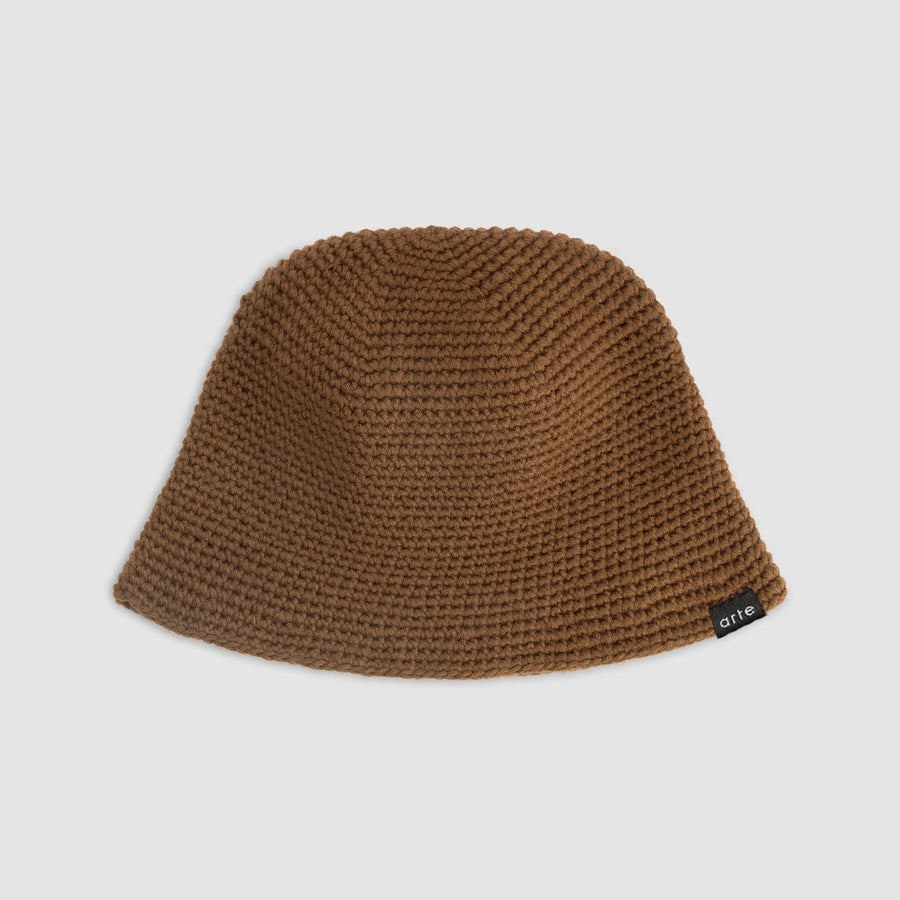 Crochet Knit Buckethat - Brown