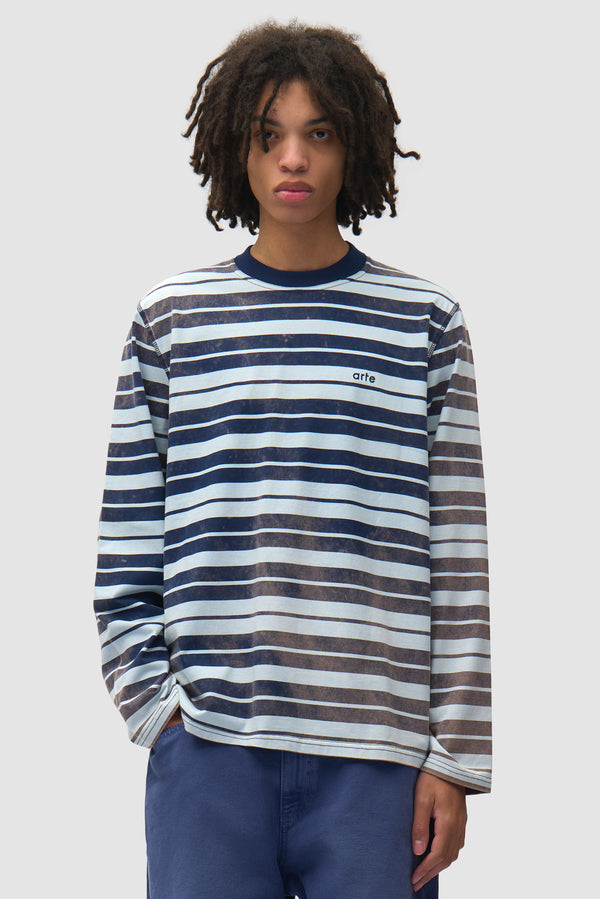 Sunfade Striped Longsleeve - Navy/Light Blue