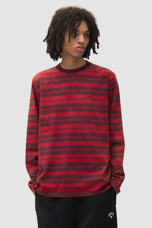 Sunfade Striped Longsleeve - Red/Bordeaux
