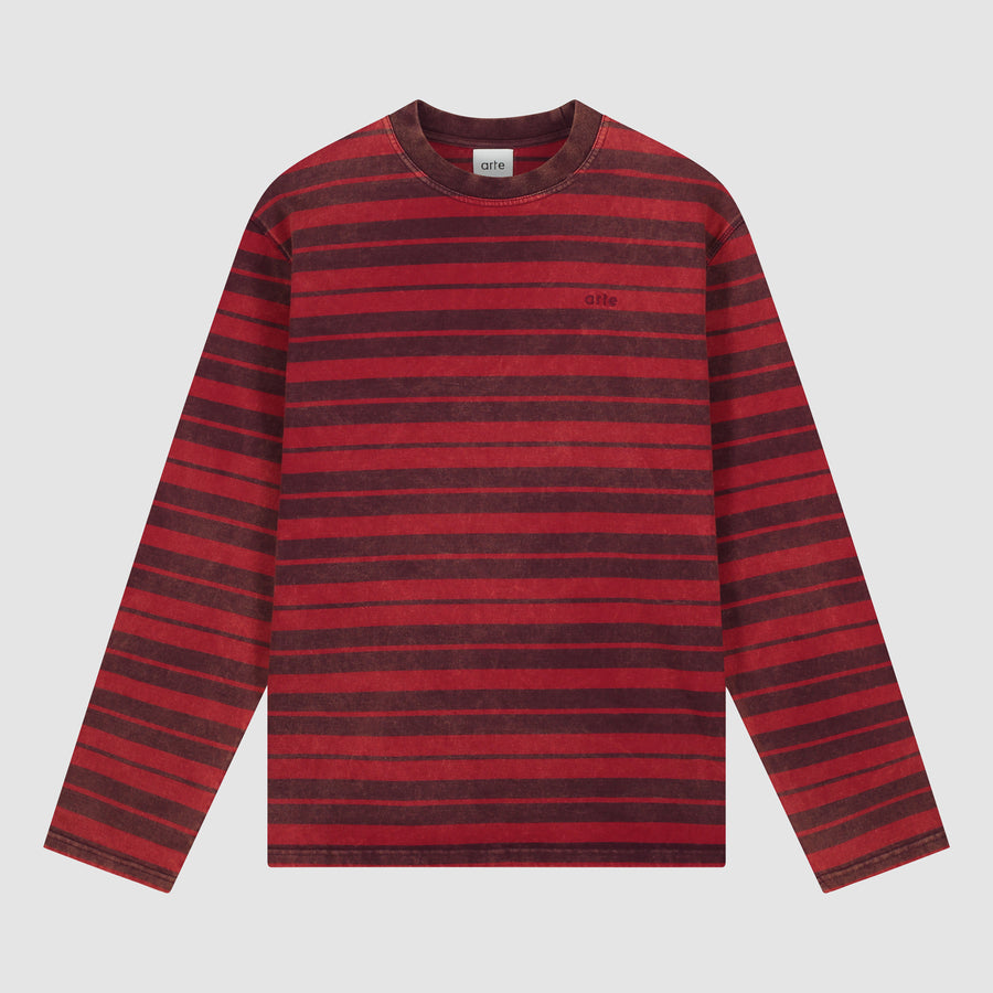 Sunfade Striped Longsleeve - Red/Bordeaux