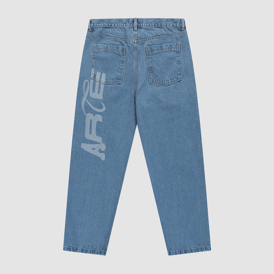 Stencil Uniform Denim Pants - Denim Bleach