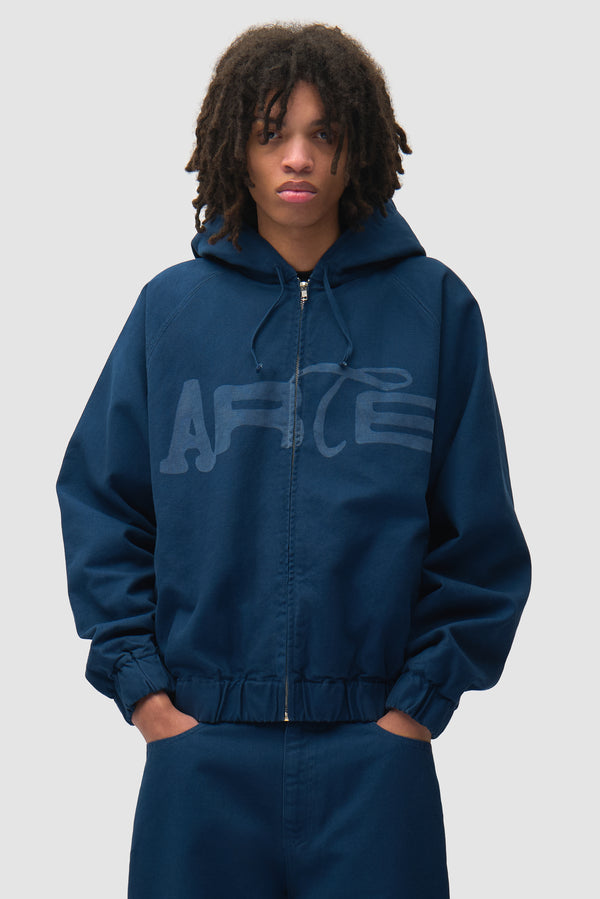 Stencil Canvas Hooded Jacket - Navy