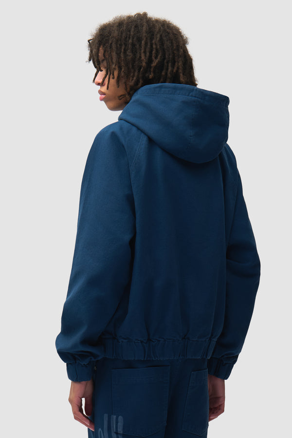 Stencil Canvas Hooded Jacket - Navy