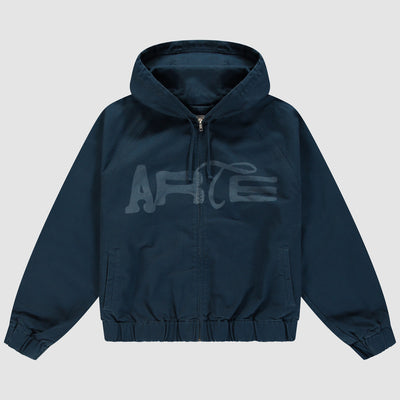 Stencil Canvas Hooded Jacket - Navy