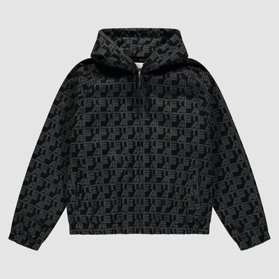 Allover Square Denim Jacket - Black Denim