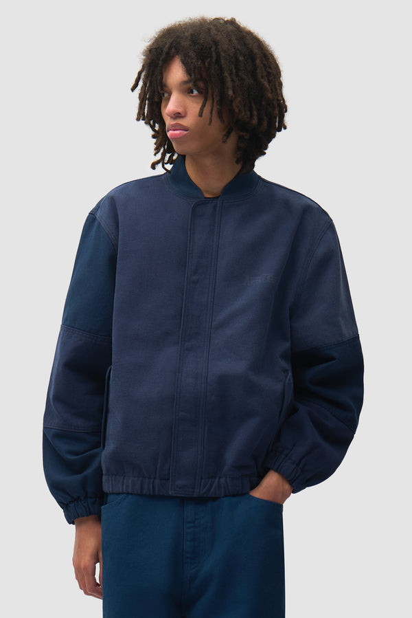 Canvas Panel Bomber Jacket - Navy