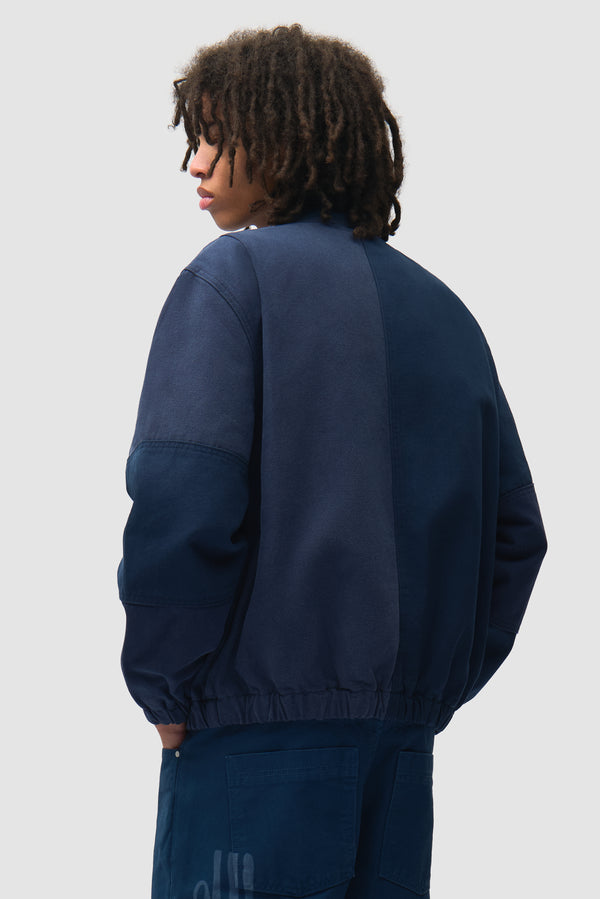 Canvas Panel Bomber Jacket - Navy