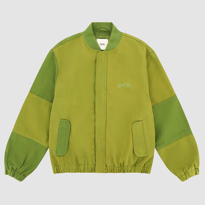 Canvas Panel Bomber Jacket - Green