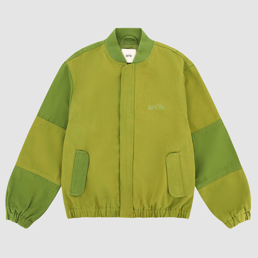 Canvas Panel Bomber Jacket - Green