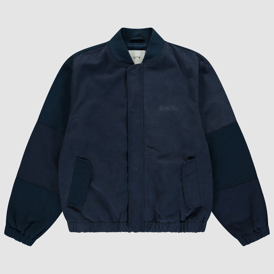 Canvas Panel Bomber Jacket - Navy