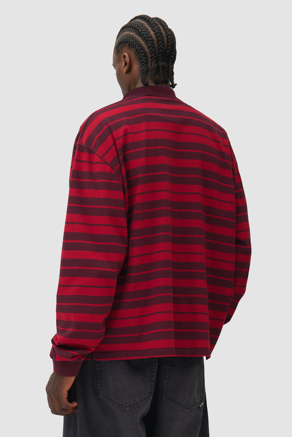 Striped Polo - Red/Bordeaux