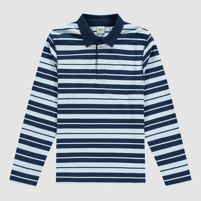 Striped Polo - Navy/Light Blue