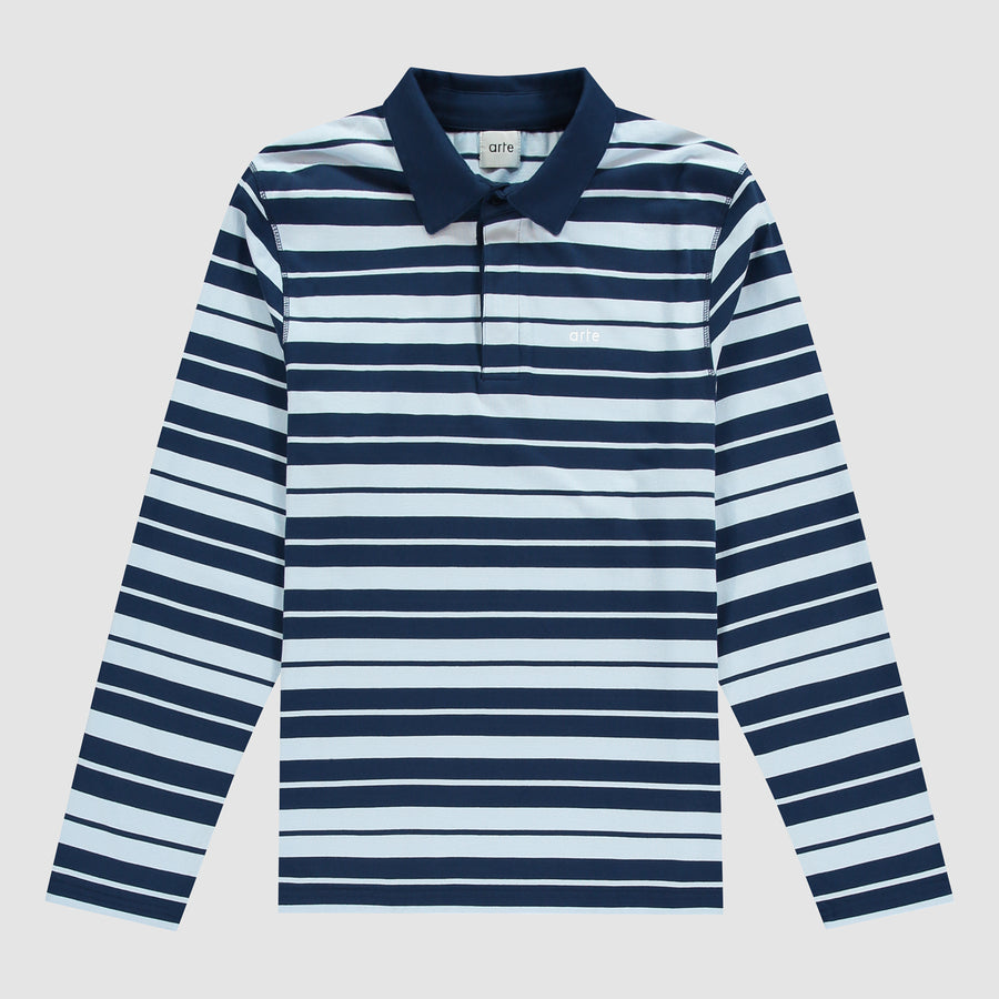 Striped Polo - Navy/Light Blue