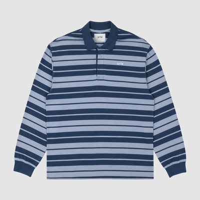 Striped Polo - Navy/Light Blue