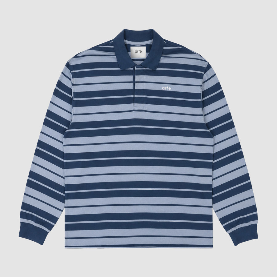 Striped Polo - Navy/Light Blue