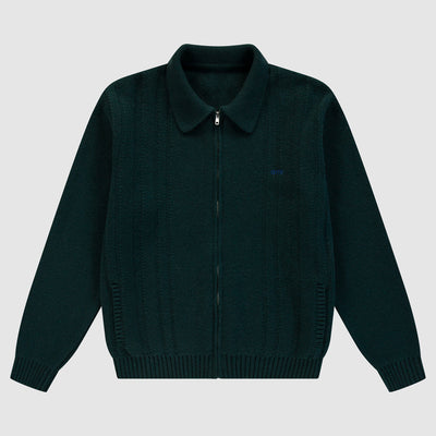 Cable Knit Zip Cardigan - Green