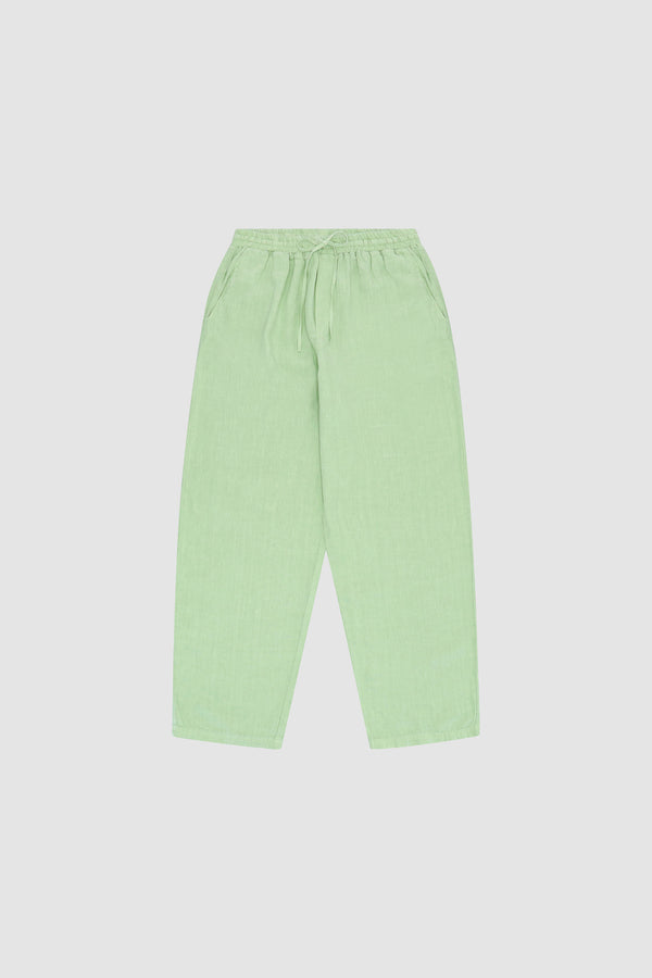 Jan Linnen Pants in Green, front view