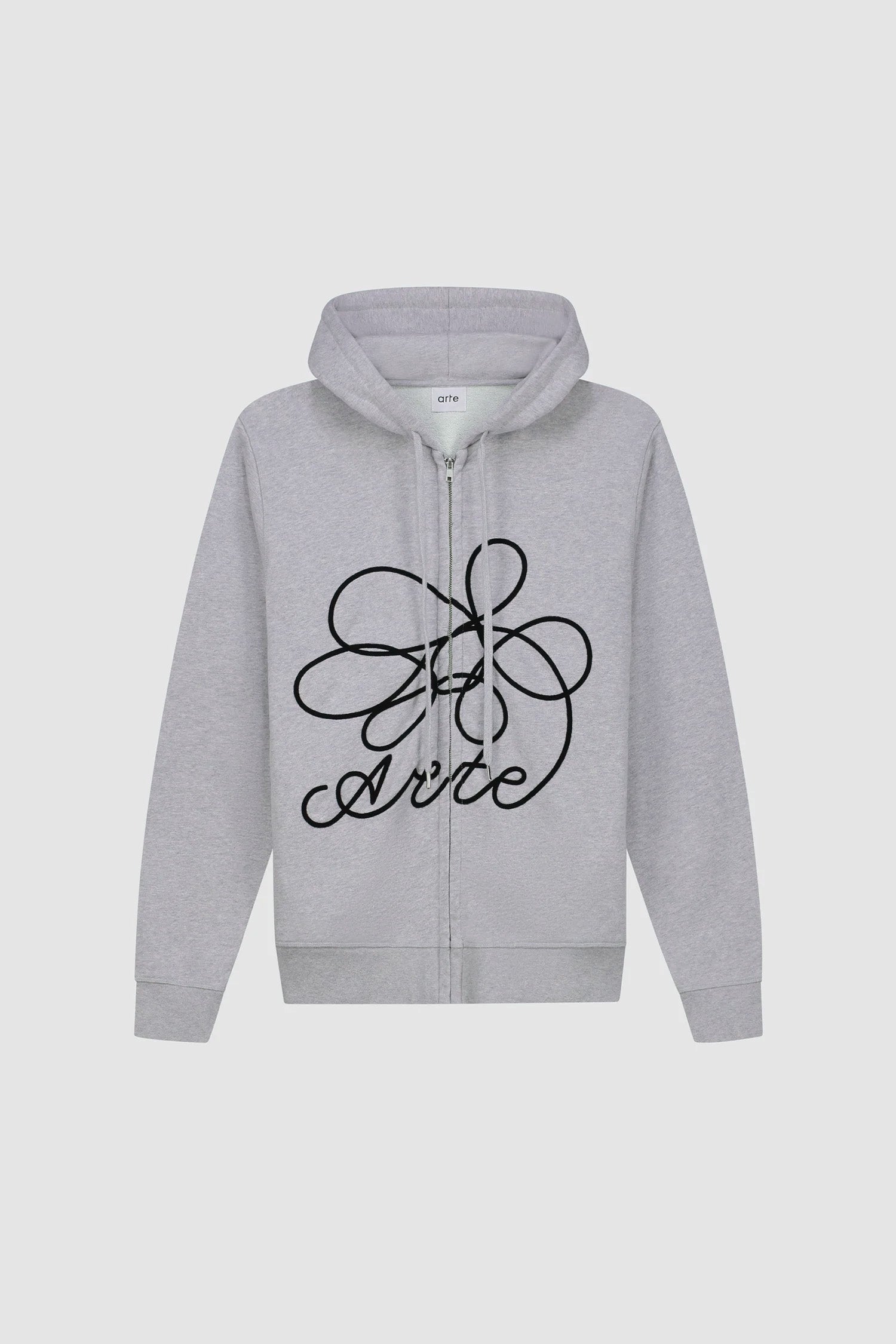 Sweat à capuche zippé avec logo fleuri - Gris