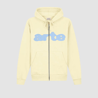 Sweat à capuche zippé brodé - Crème