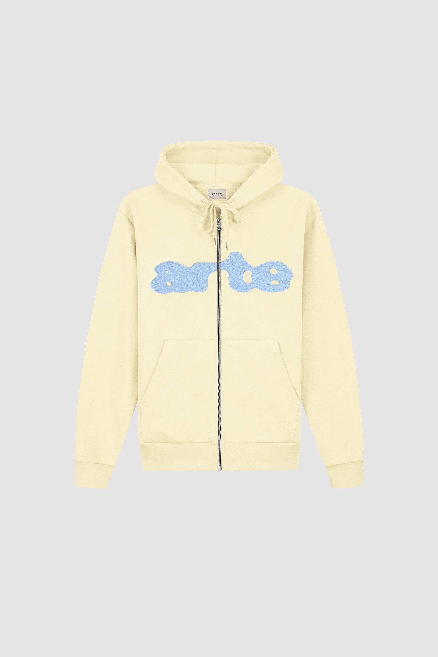 Embroidery Zip Hoodie - Cream