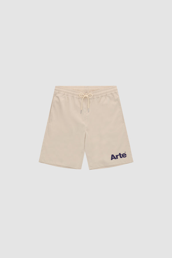 Samuel Logo Shorts in Cream, front view