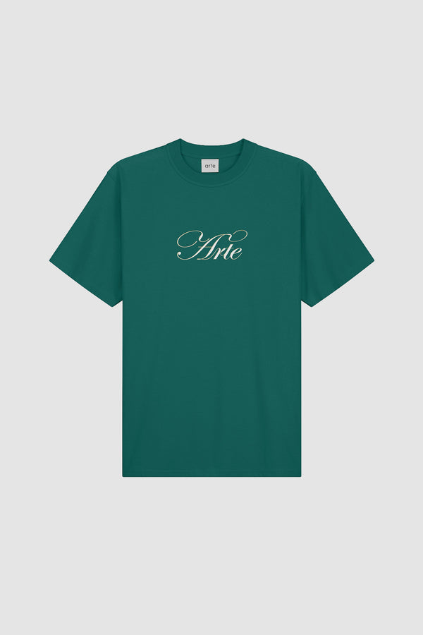 Script Logo T-shirt in Green, front view