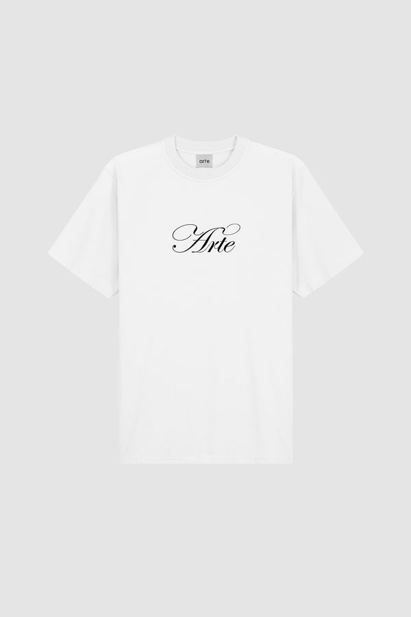 Script Logo T-shirt in White, front view